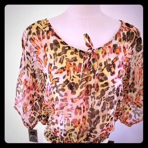 American Rag womens sheer floral print blouse